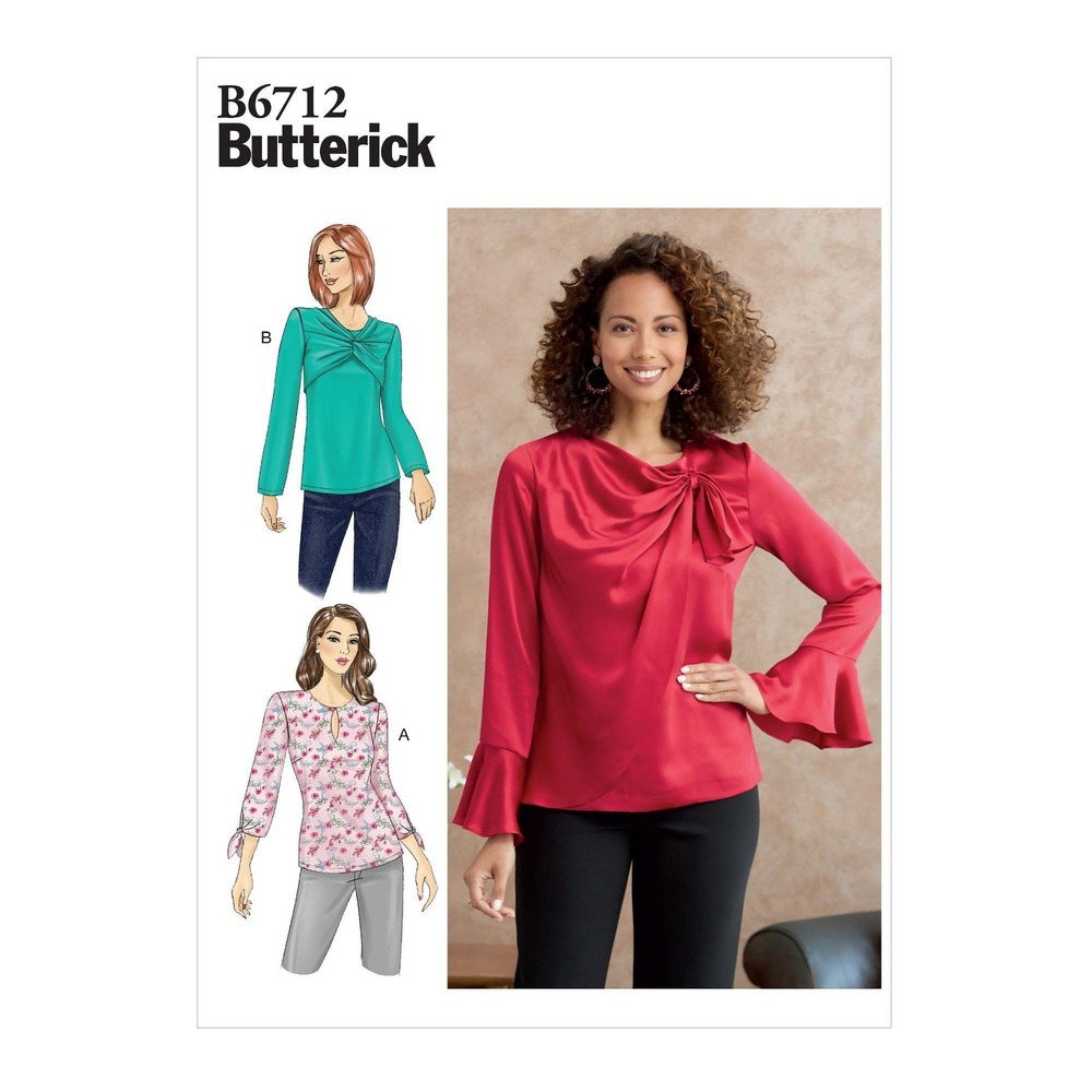 Butterick Sewing Pattern 6712 Misses 14-22 Top Overlay Flounce Bell Sleeve